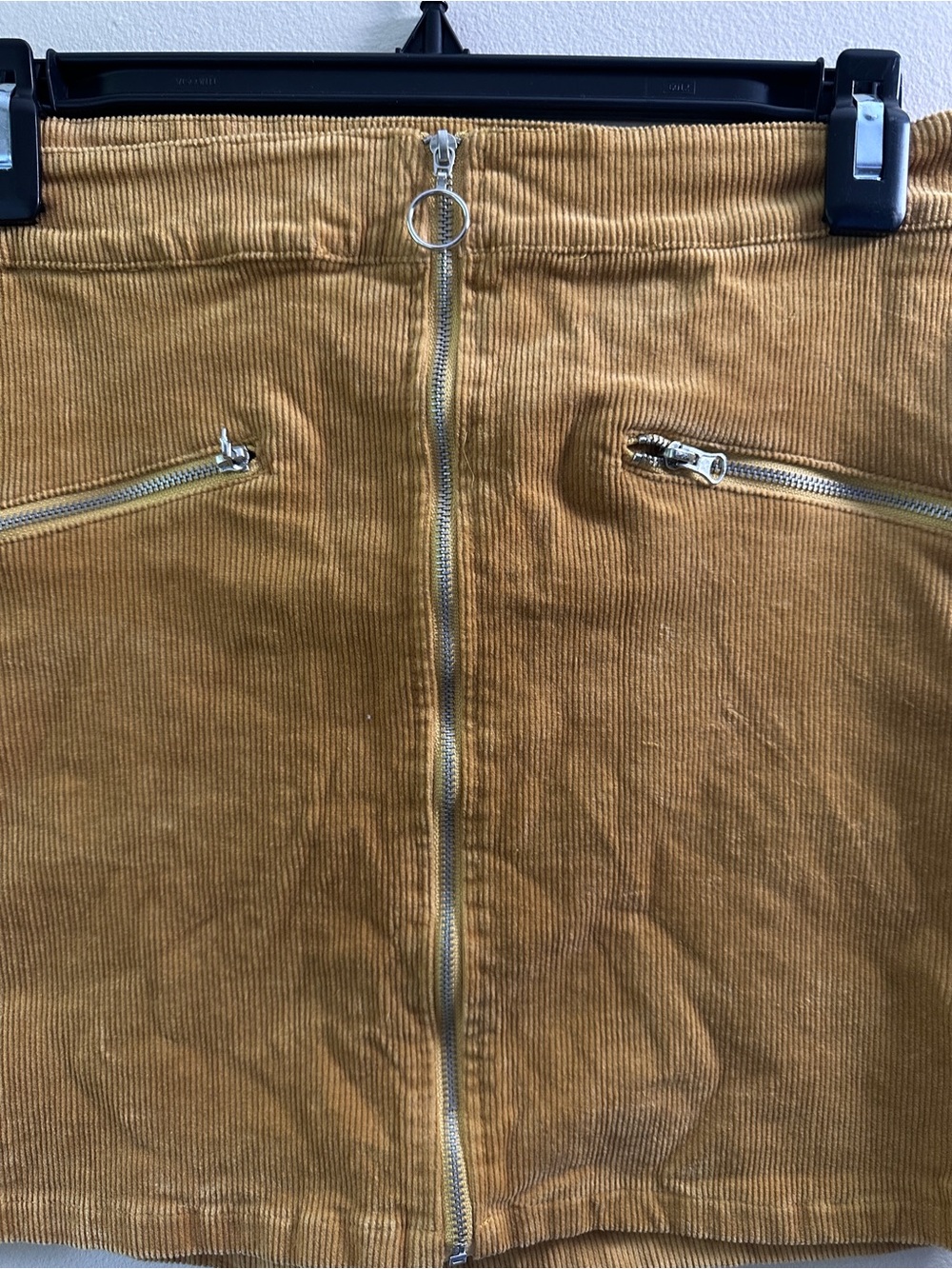 Rue21 Mustard Yellow Corduroy Mini Skirt Zip Front Size M Boho Fall - Picture 5 of 6